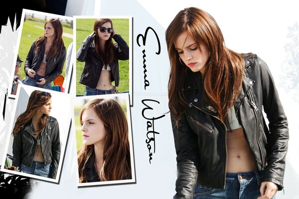 Emma Watson in einer Lederjacke