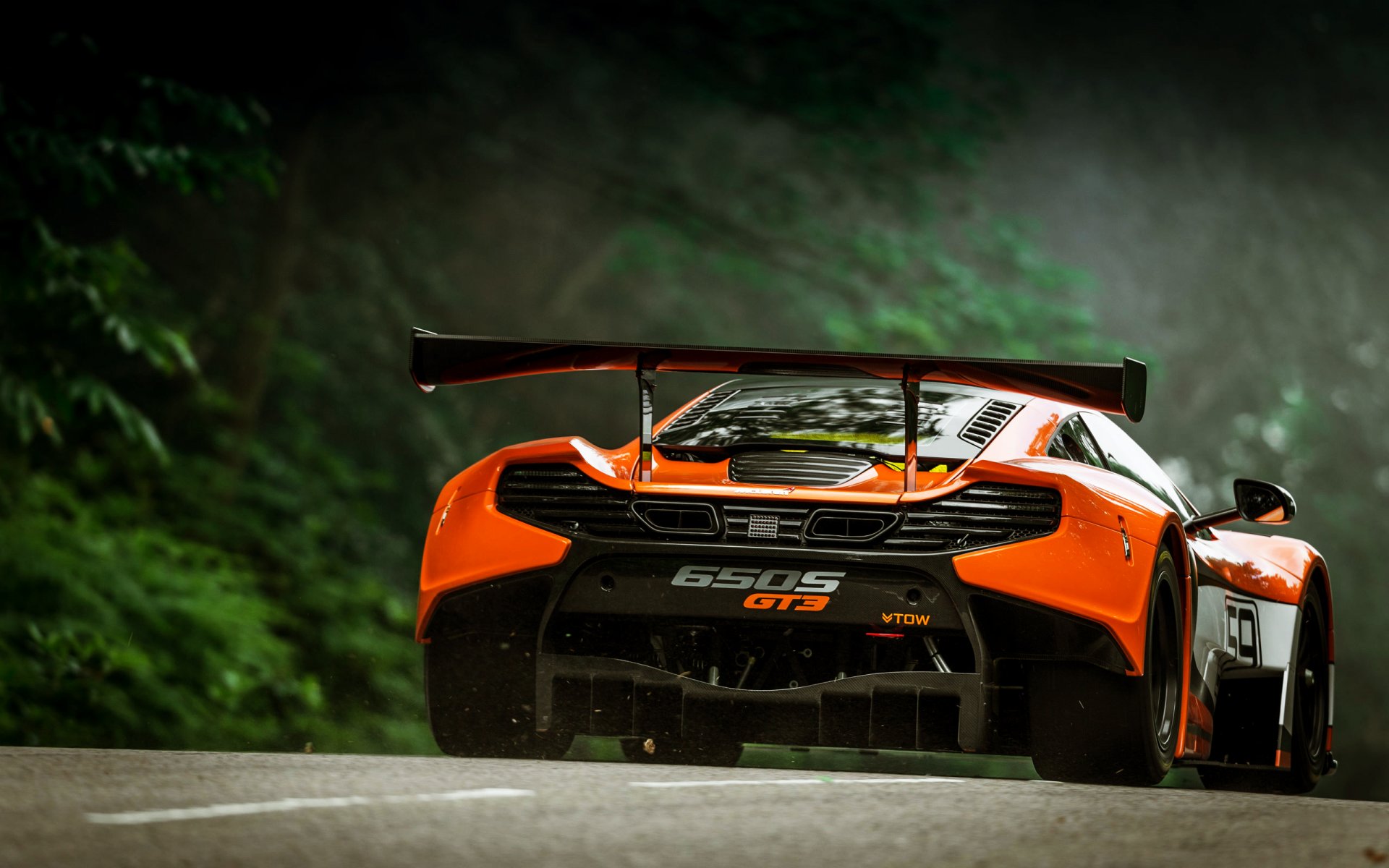 mclaren 650s gt3 coche deportivo auto superdeportivo vista trasera alerón naranja