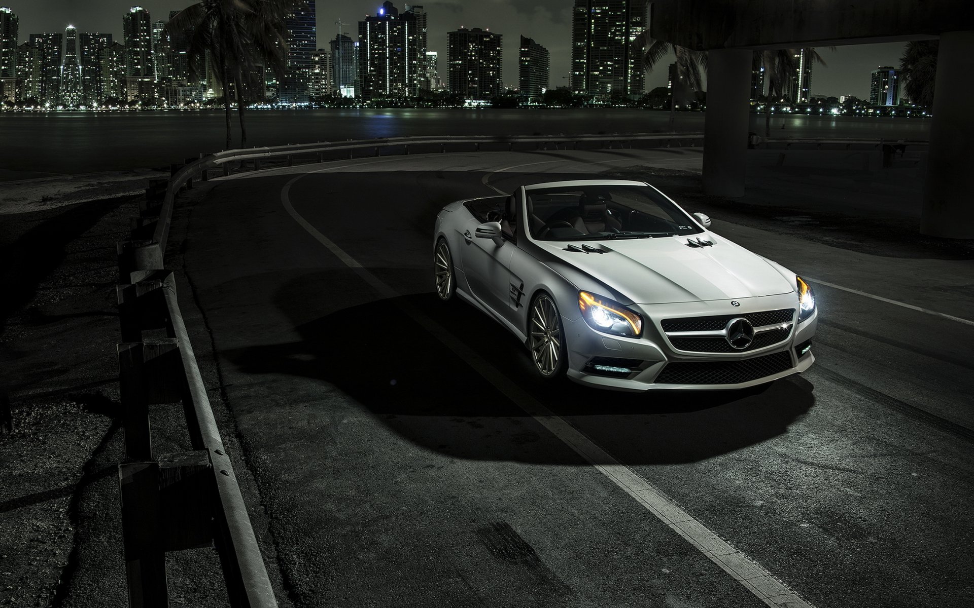 mercedes sl550 voiture nuit roadster auto