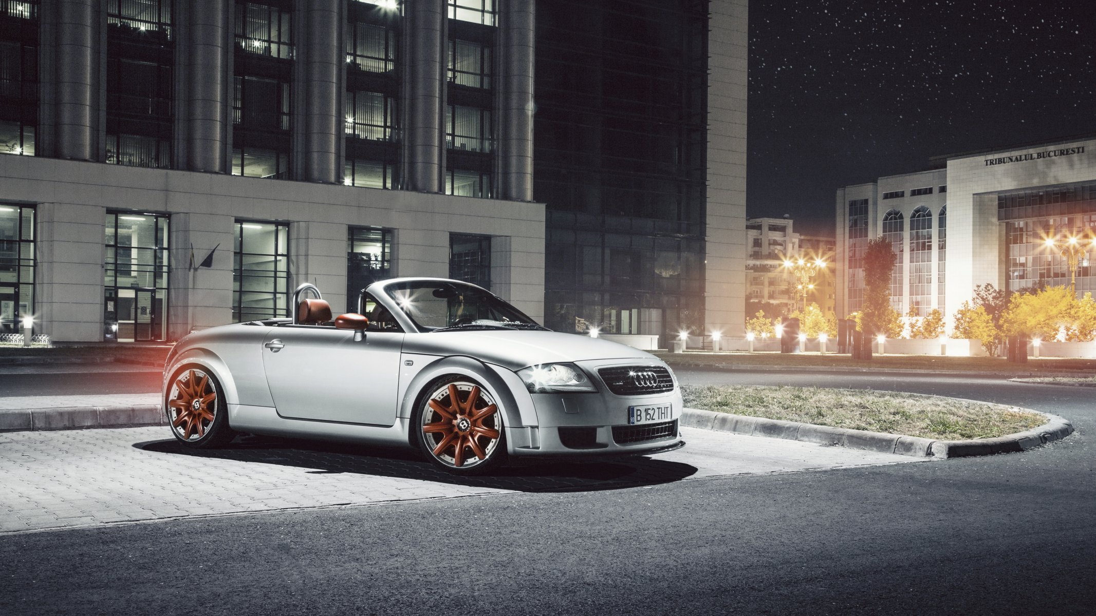 audi tt roadster car night hq wallpaper