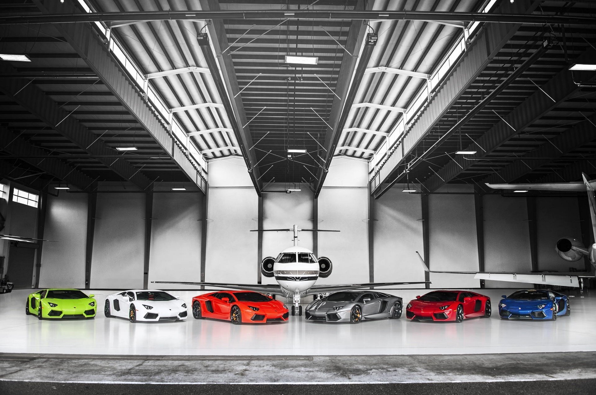 lamborghini aventador lp700-4 green white orange silver red blue supercars plane