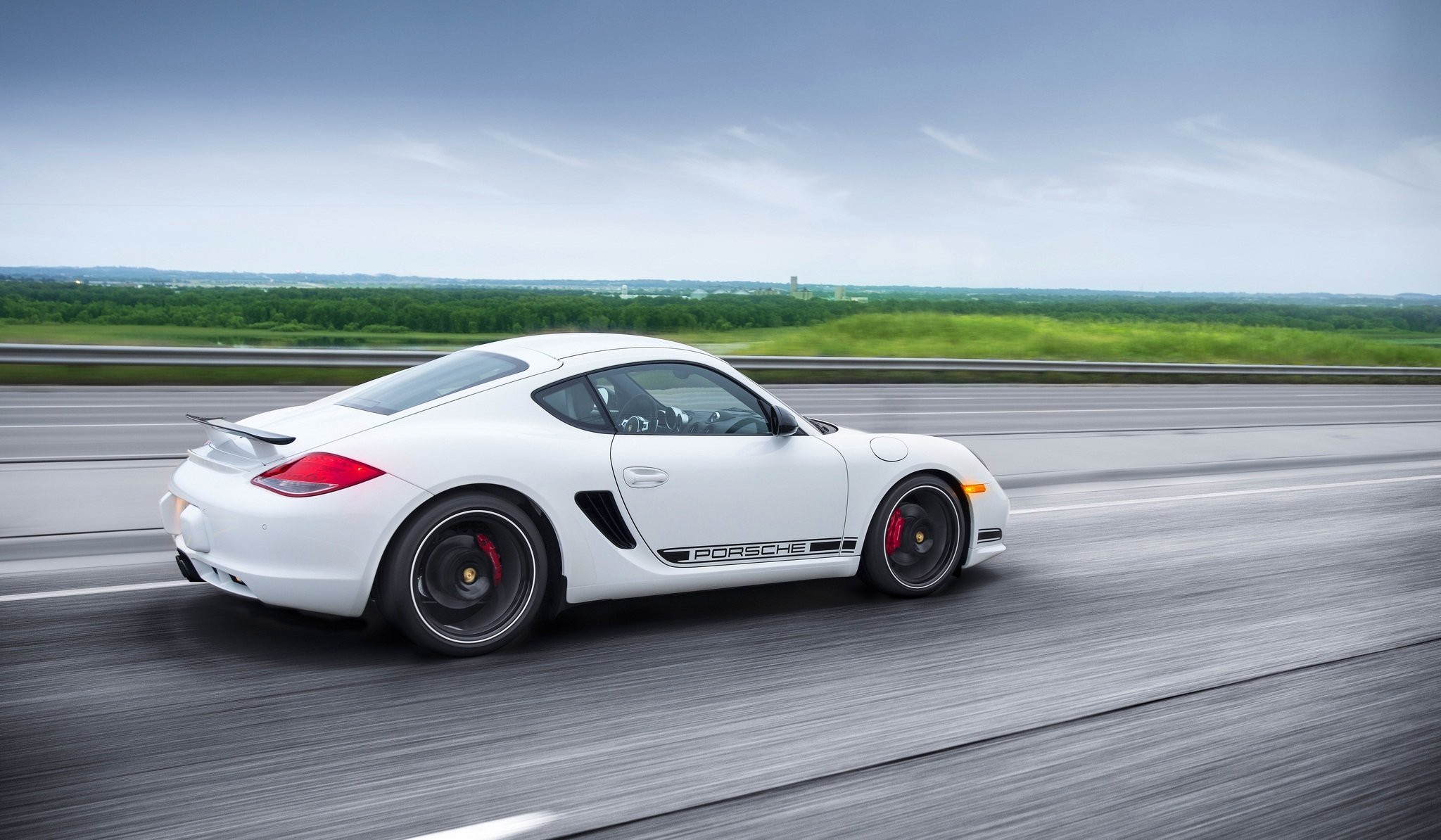 porsche cayman g blanco trasero carretera