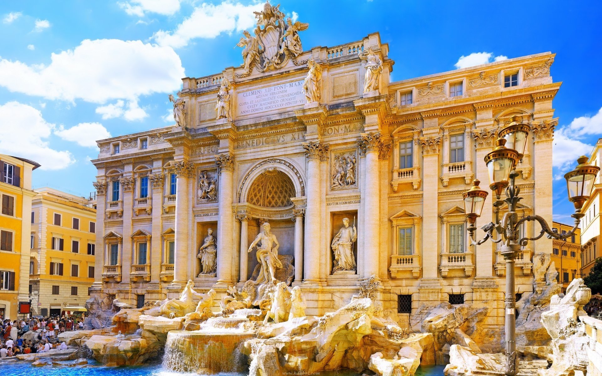 the city rome italy fountain sculpture the sky lantern the trevi fountain