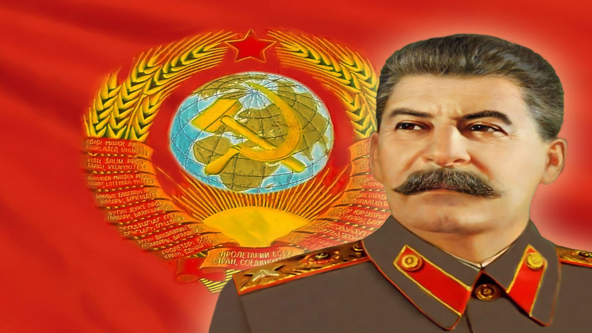 Сталин на фоне флага ссср - обои на рабочий стол