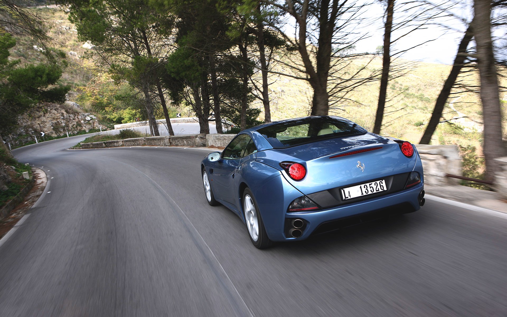 ferrari california coche convertible azul coche deportivo auto carretera descenso velocidad superdeportivo