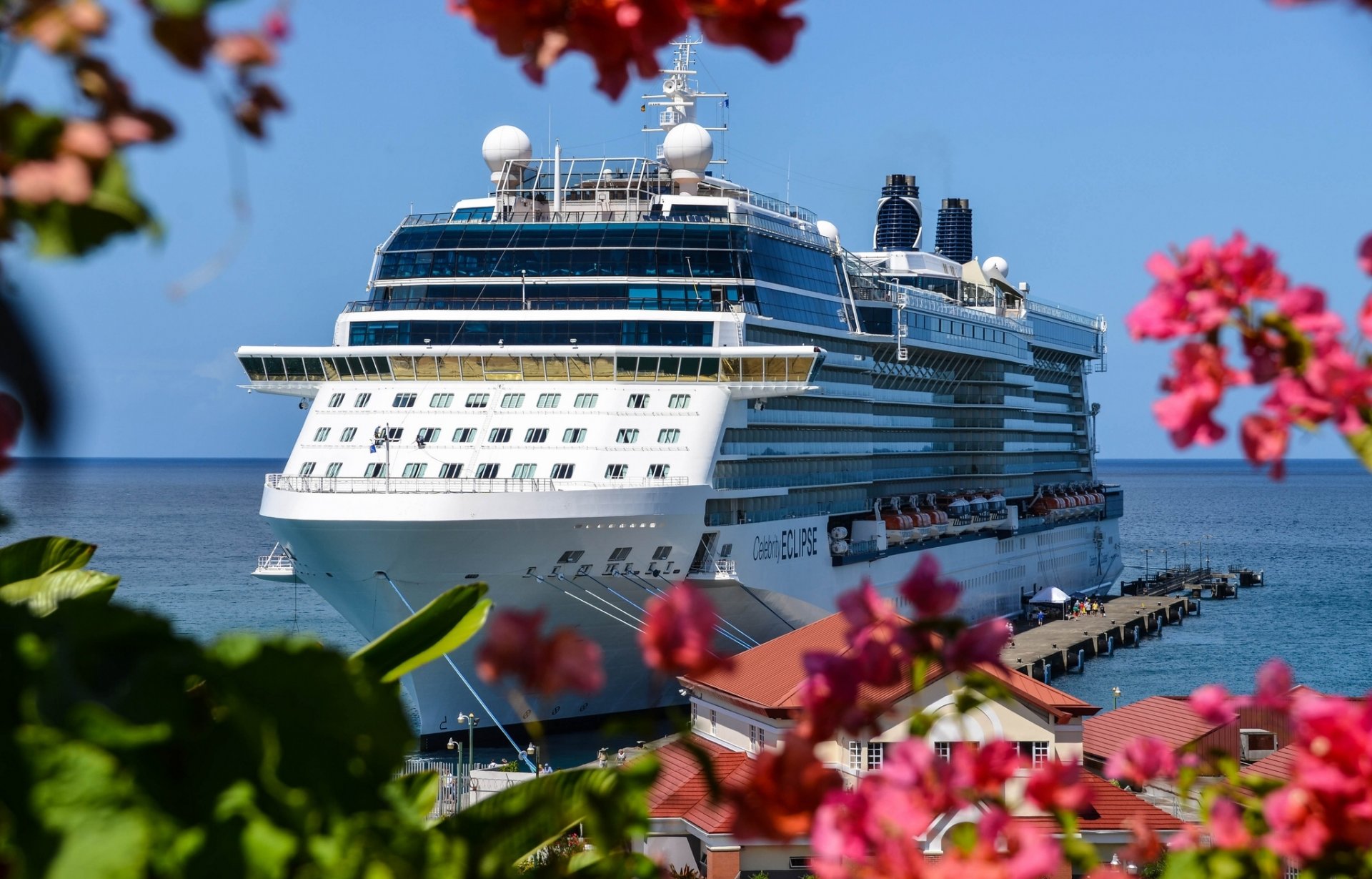 paquebot quai mer fleurs croisière