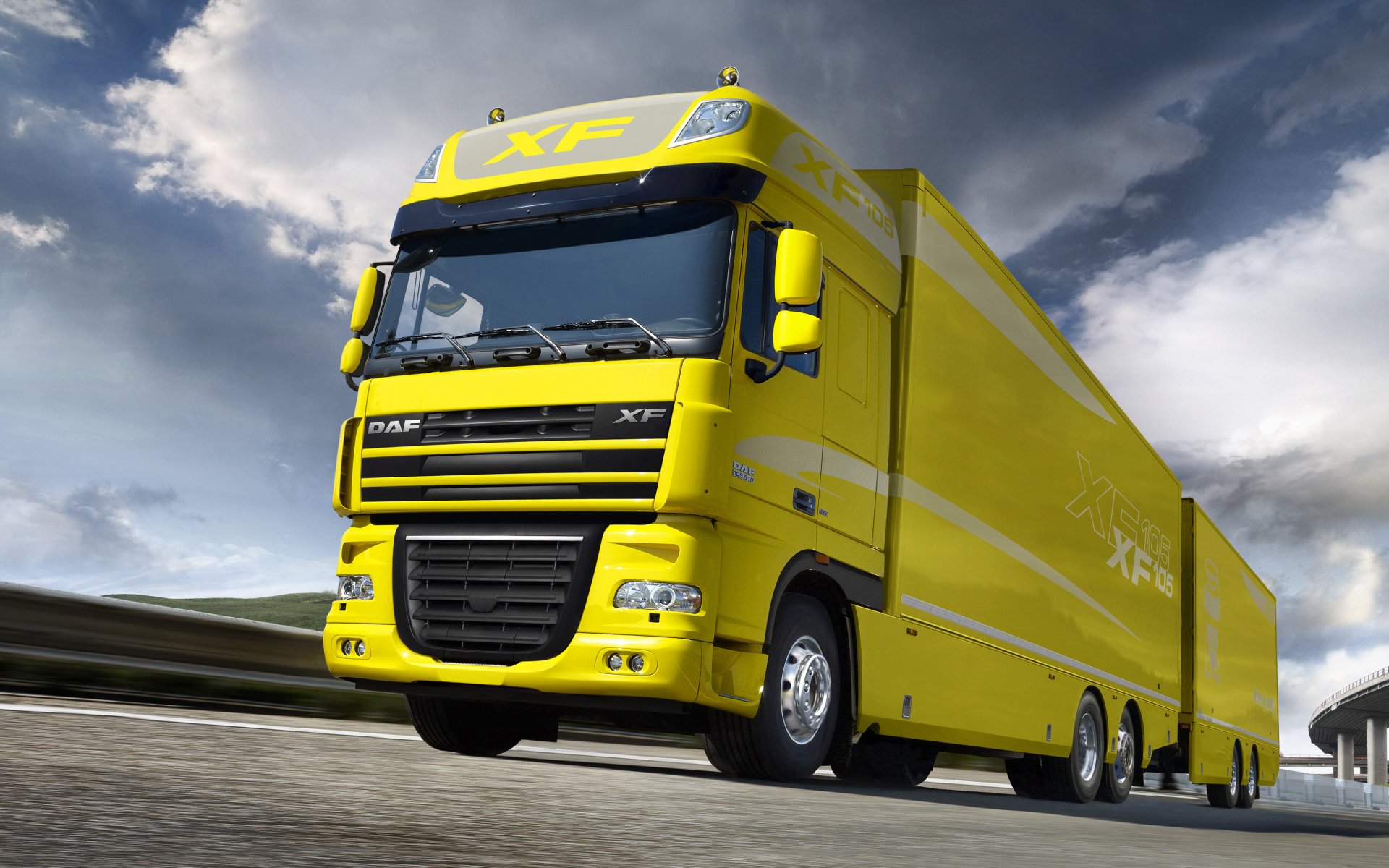 daf xf camion giallo daf ixef rimorchio