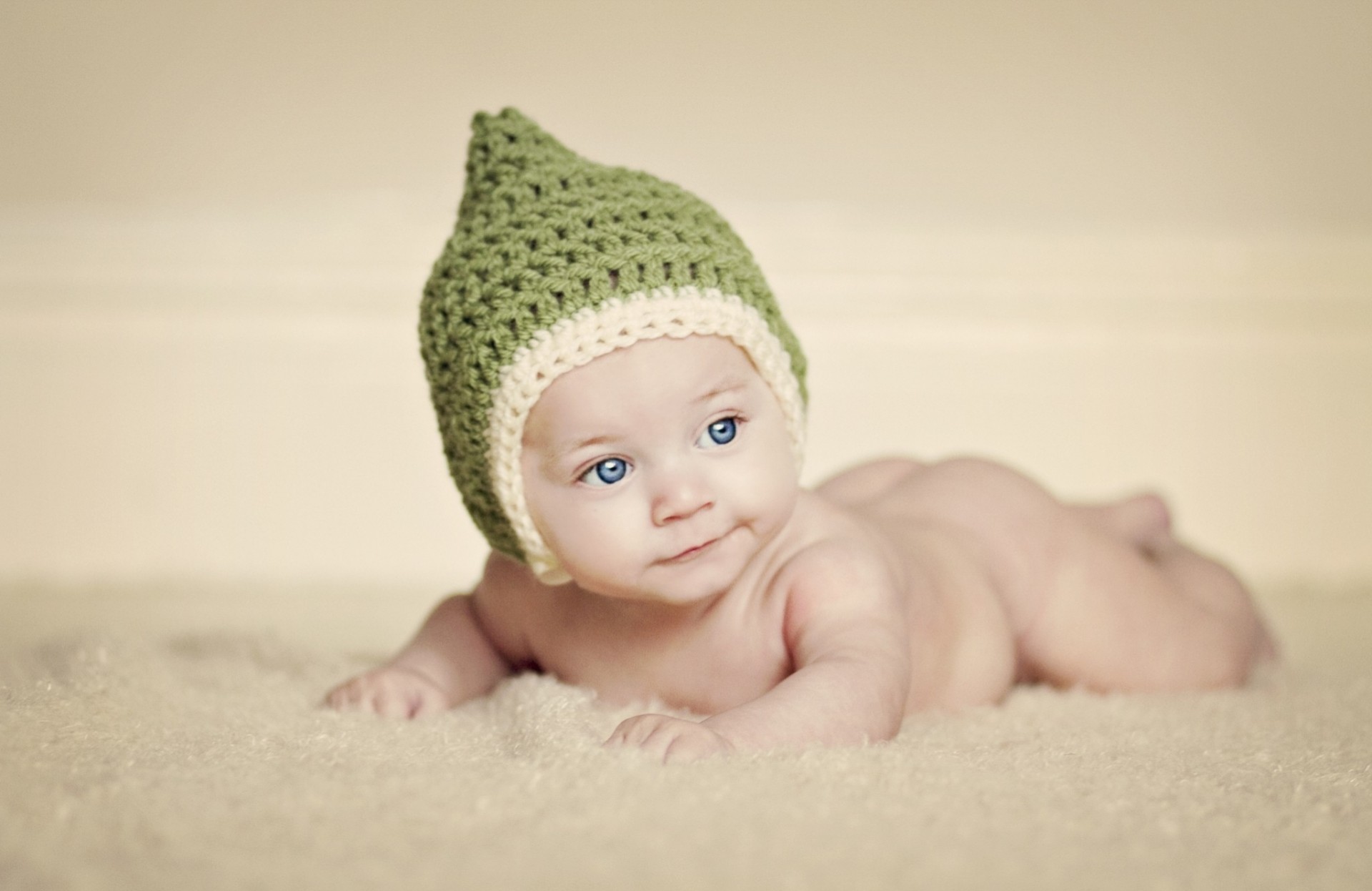 verde sombrero bebé recién nacido niños punto fondo uniforme ojos estado de ánimo