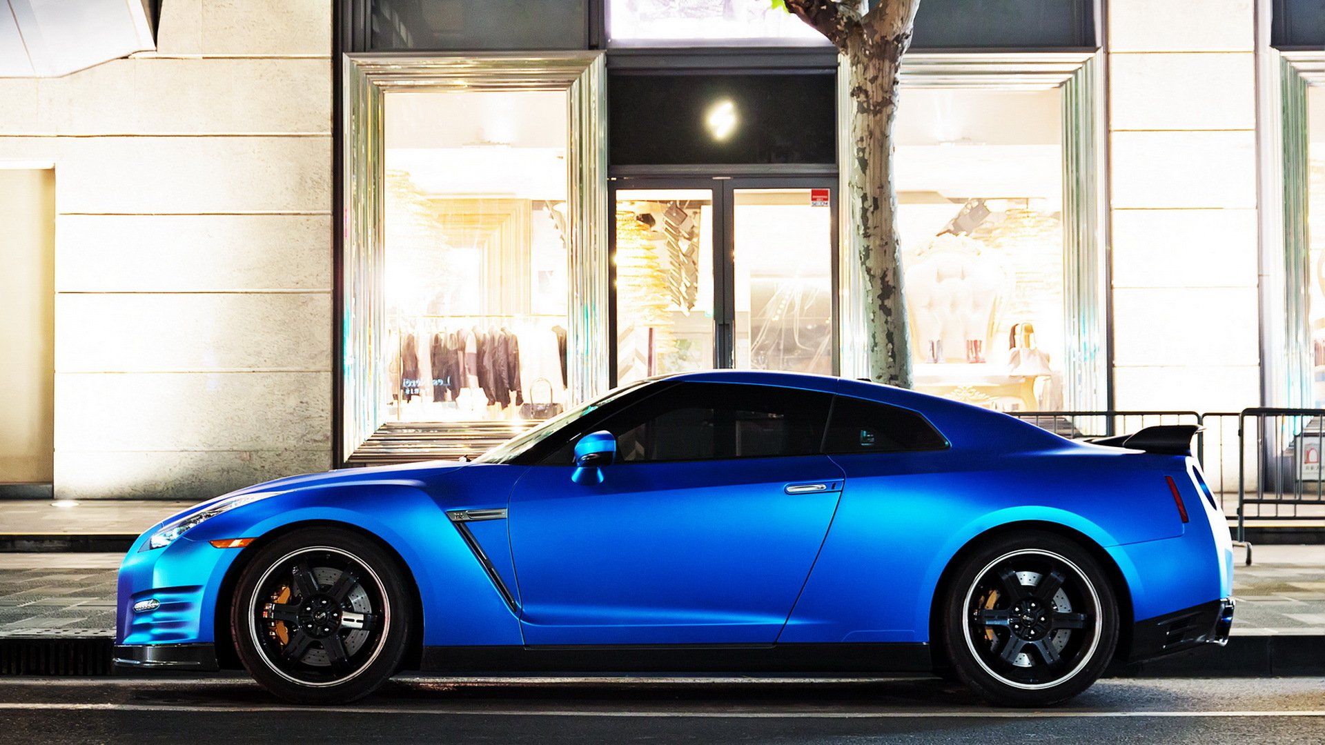 nissan gtr azul coche deportivo