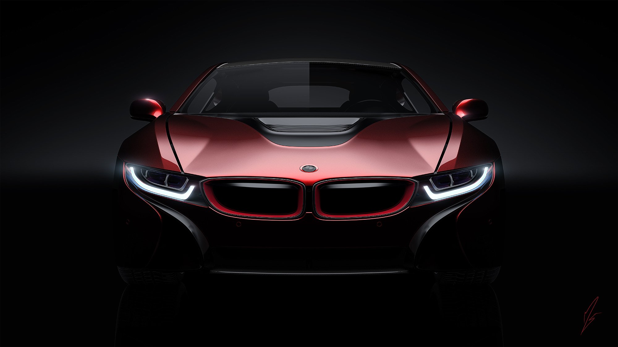 bmw i8 concepto coche rojo frente luz