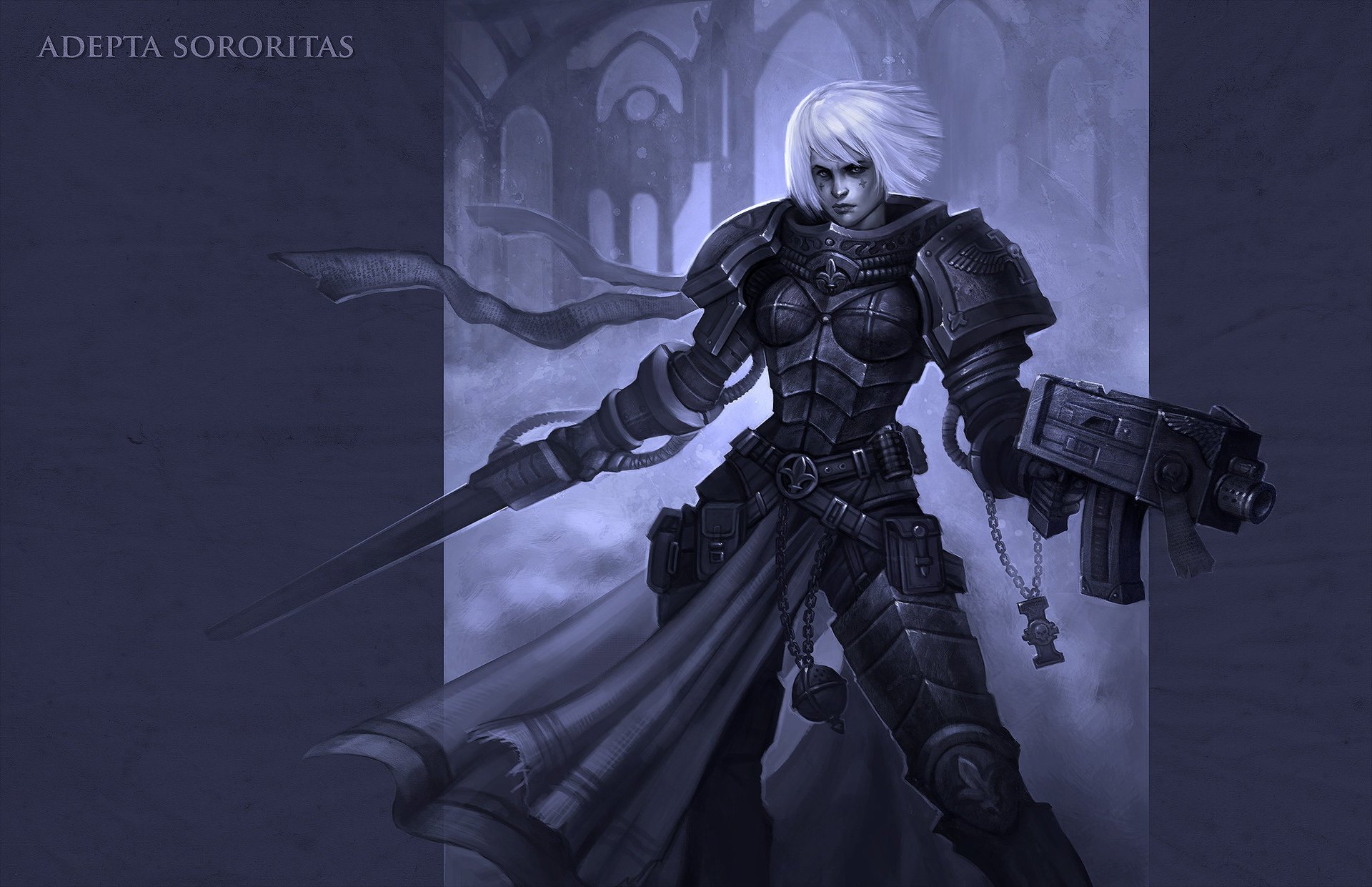 first-keeper warhammer 40k puissance sœurs de combat adepta sororitas fille guerrier arme dessins anime tireur-a blondes-a femmes-a