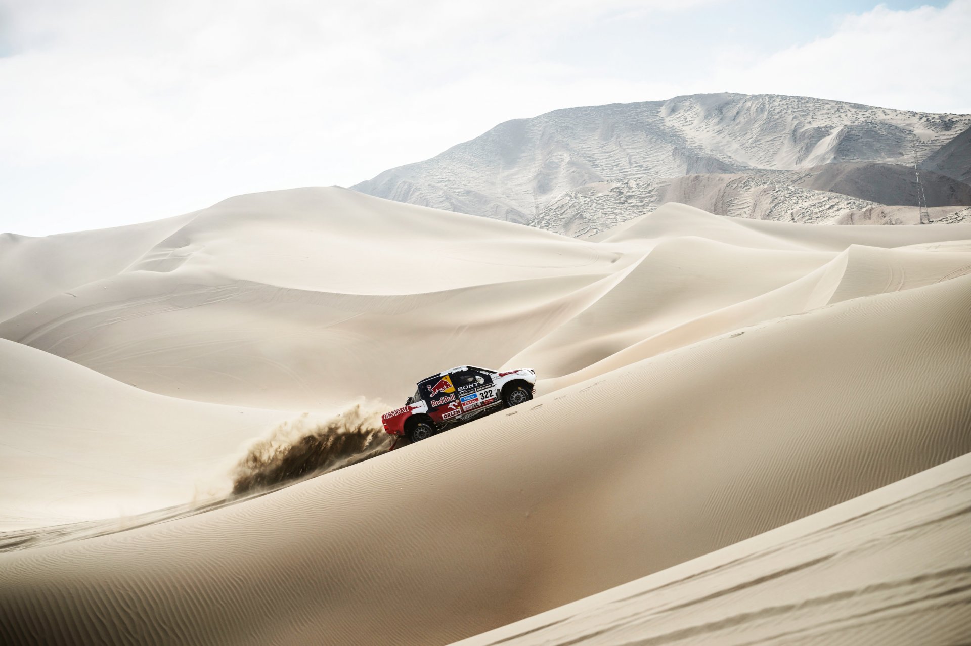 toyota auto suv coche dakar rally arena duna día vista lateral