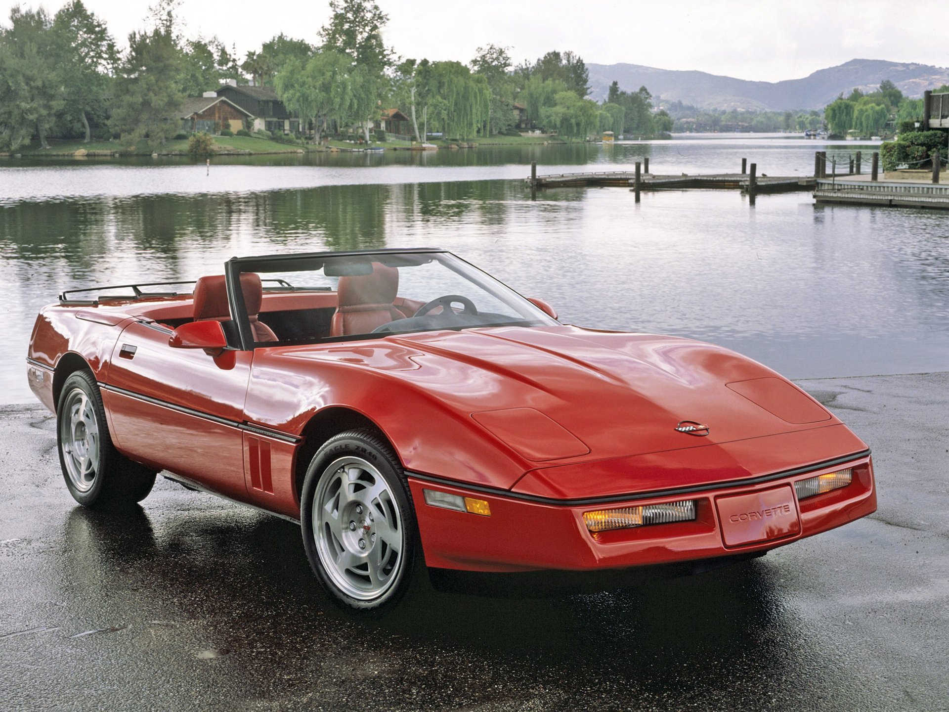 chevrolet corvette cabrio c4 auto ściany czerwony