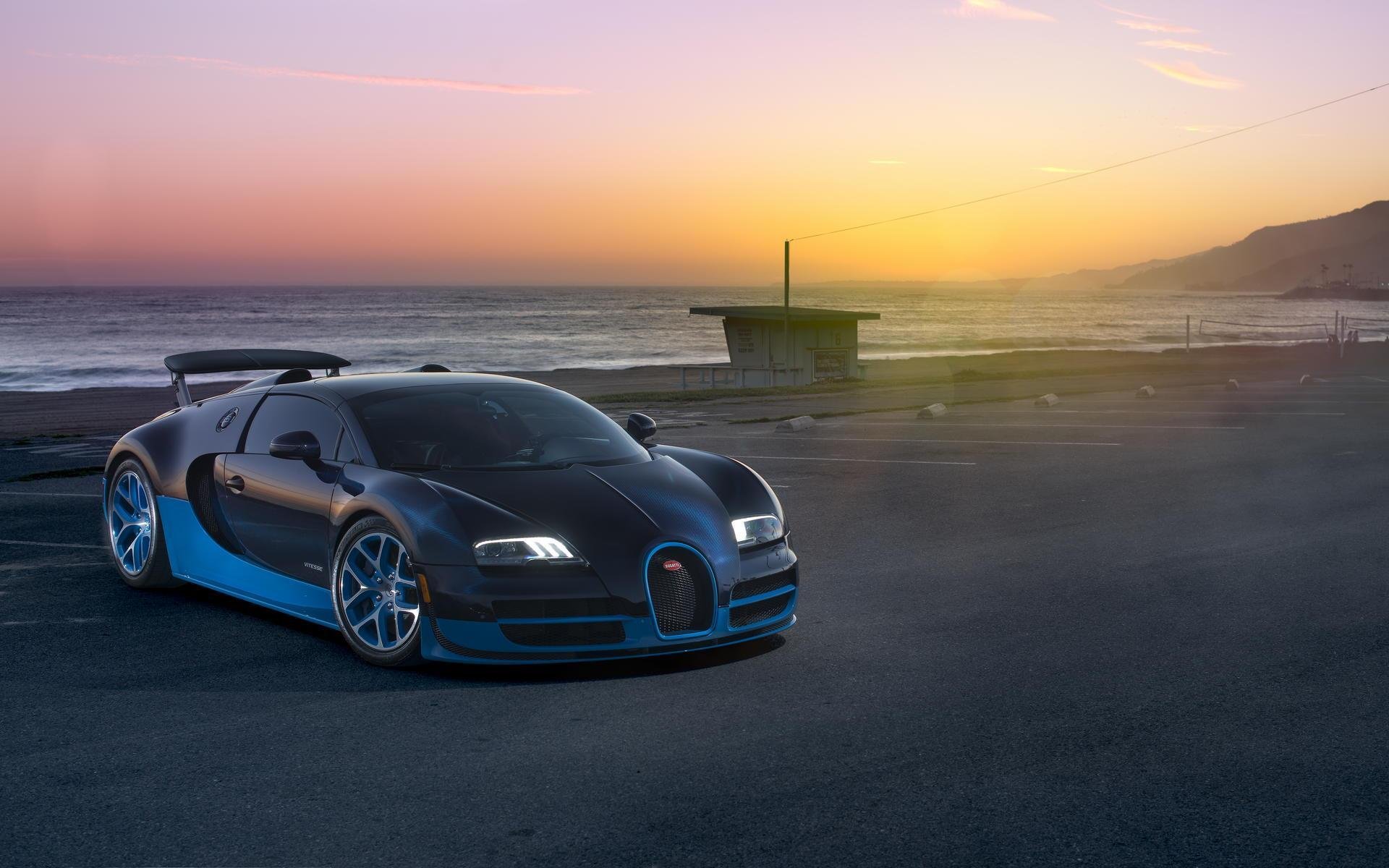 bugatti veyron grand sport vitesse supercar mare tramonto bugatti veyron