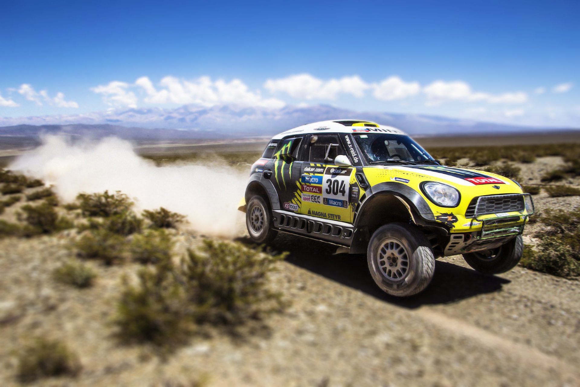 mini mini cooper mini dakar x-raid rally suv 2014 gara sport giallo giorno auto