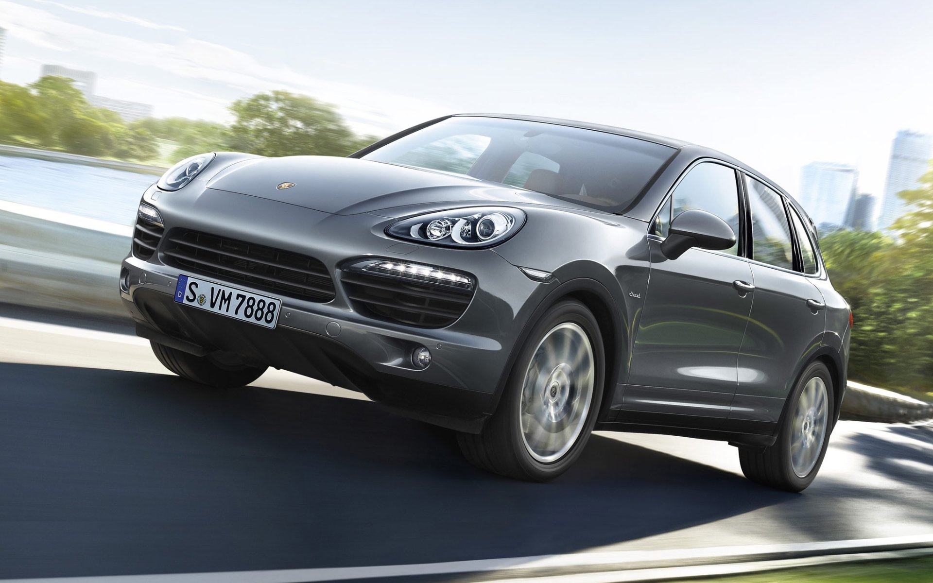 porsche cayenne s diesel porsche cayenne crossover jeep grigio anteriore strada