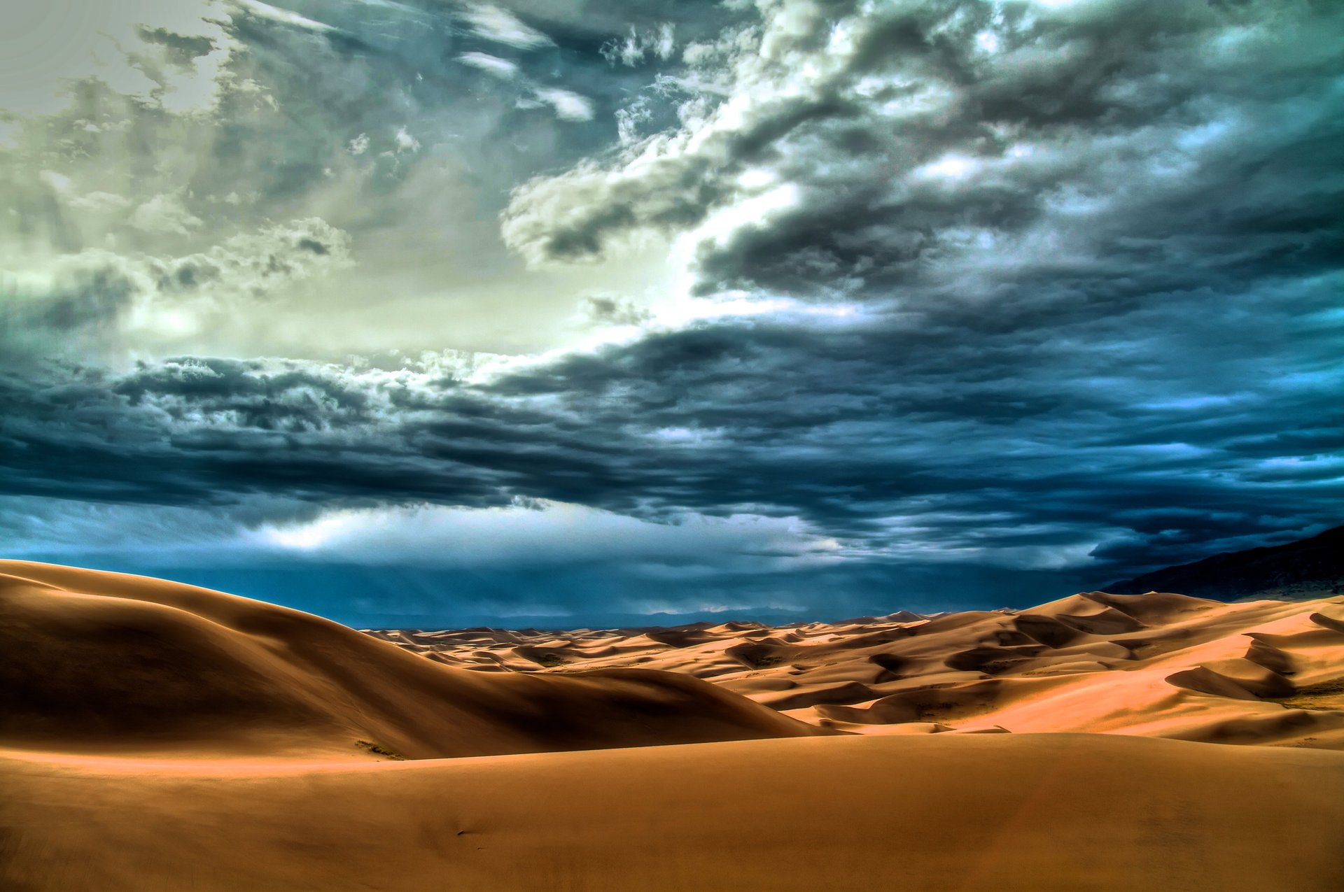 désert dunes soleil ciel nuages