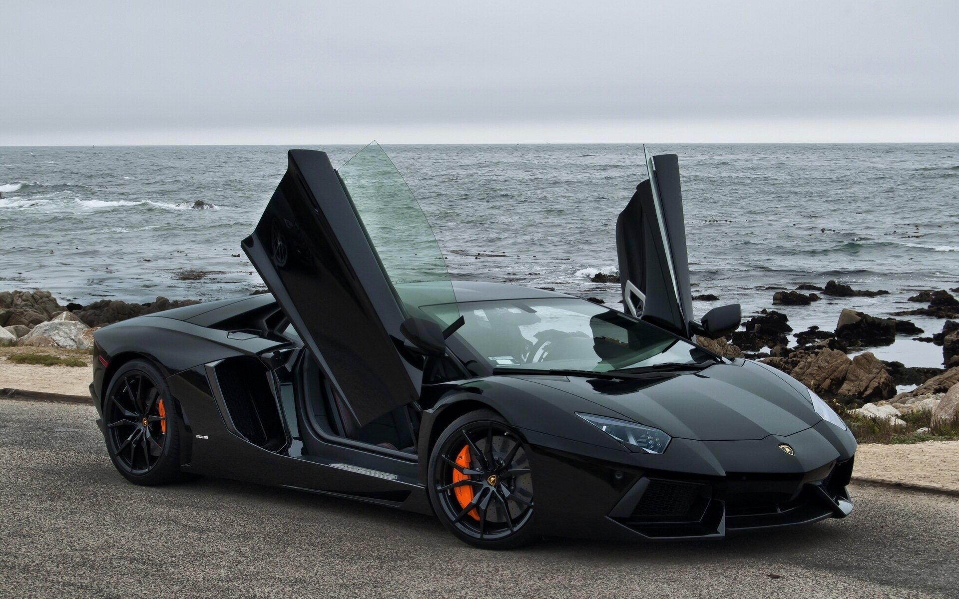 lamborghini aventador lamborghini aventador pebble beach kalifornia ocean spokojny wybrzeże