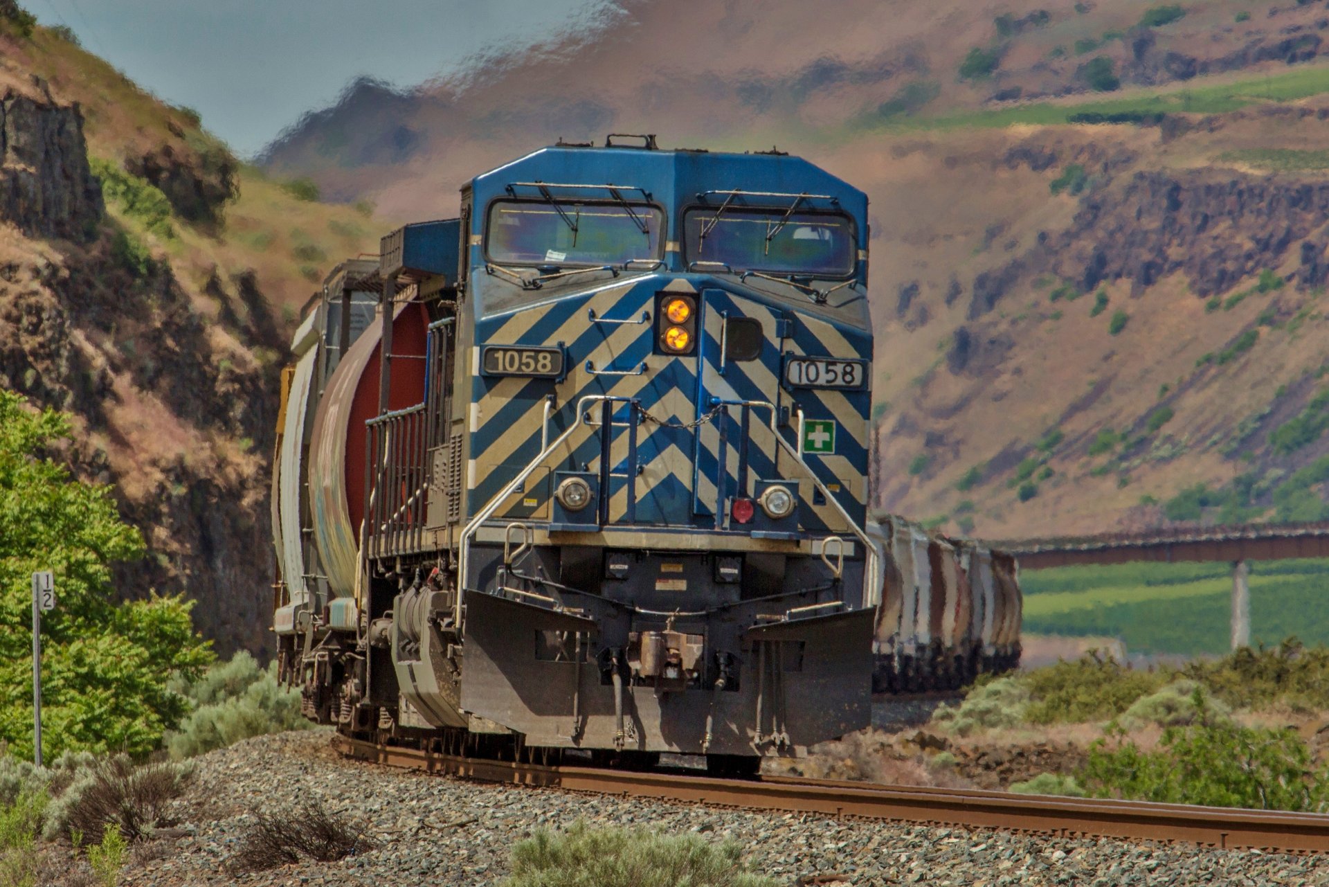 train chemin de fer locomotive wagons rails fond