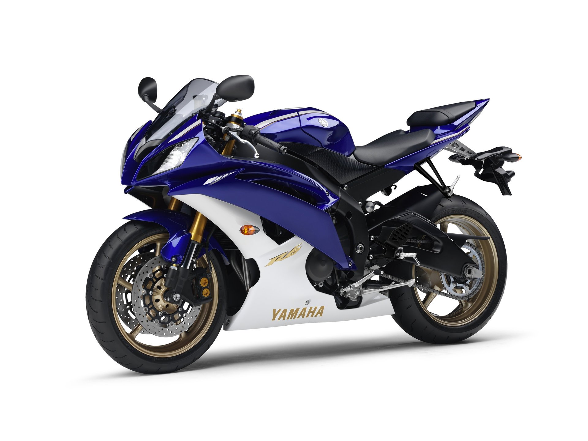 yamaha yzf-r6 2011 sportbike biały niebieski motocykl moto p6 tło