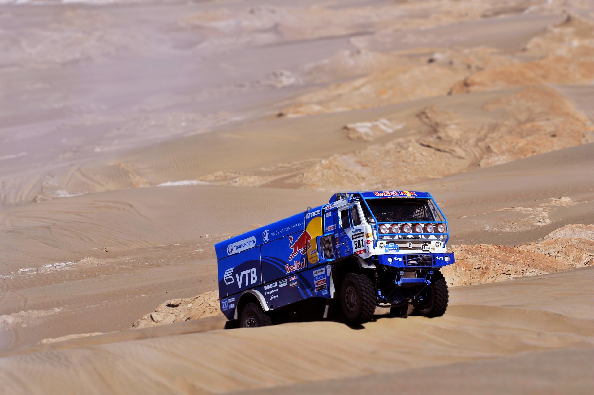 kamaz truck dakar red bull rally machine dune sand rise