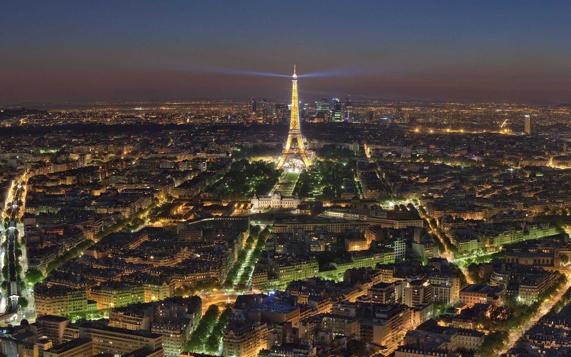 città parigi francia notte luci strade cielo torre