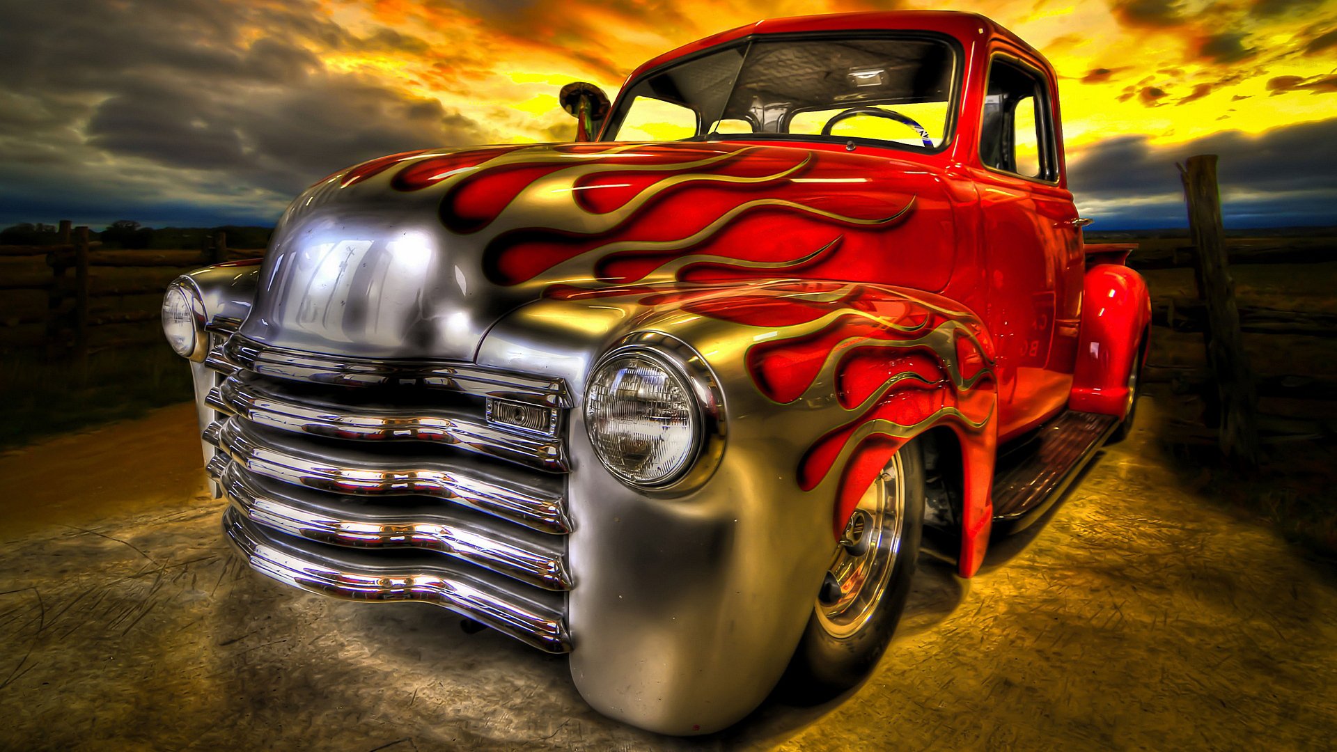 hot rod classic vehicles fire flame