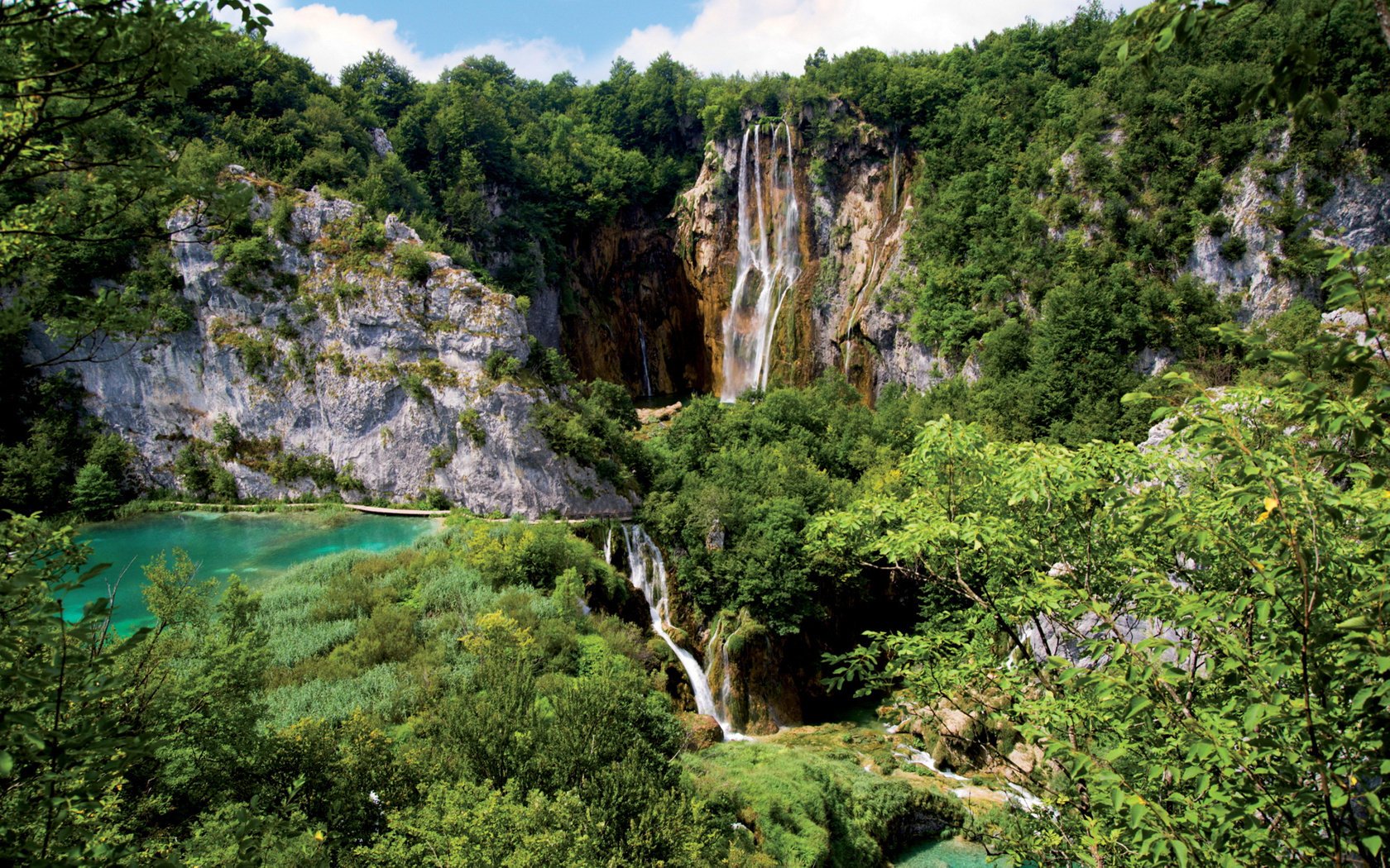 lake waterfall nature