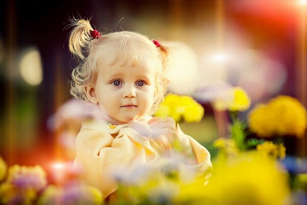 Photo of a child in nature in summer