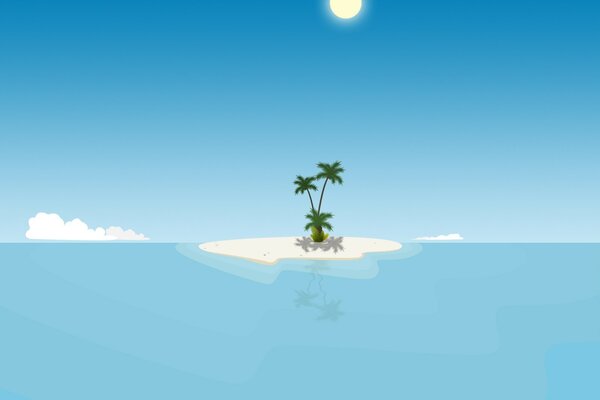 Una isla en medio del océano azul