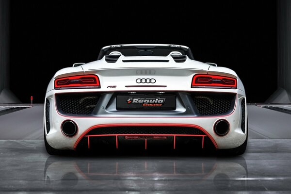 White Audi Sports Car rear view