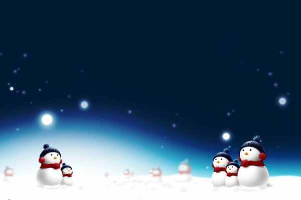 Winter beauty with snowmen