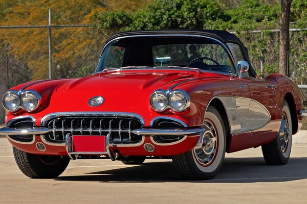 Red Chevrolet Corvette C1 1959 Front View