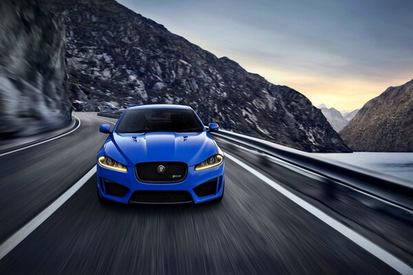 Niebieski jaguar dla kochających prędkość