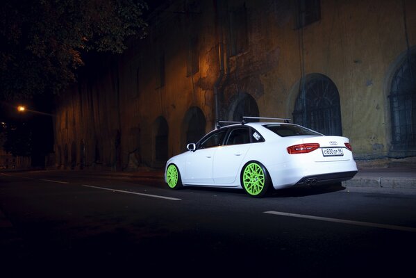 White Audi A4 compact car in a modern configuration