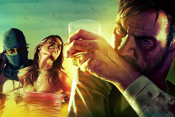 Max payne 3 Hauptfigur mit einem Mädchen