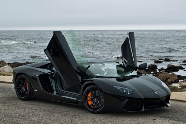 Lamborghini Aventador on the California coast