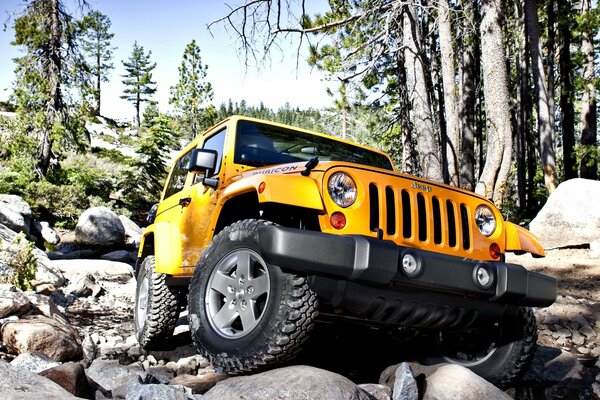 Todoterreno Jeep Wrangler supera las rocas