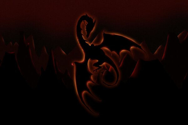 Redoutable dragon de feu dans les ténèbres