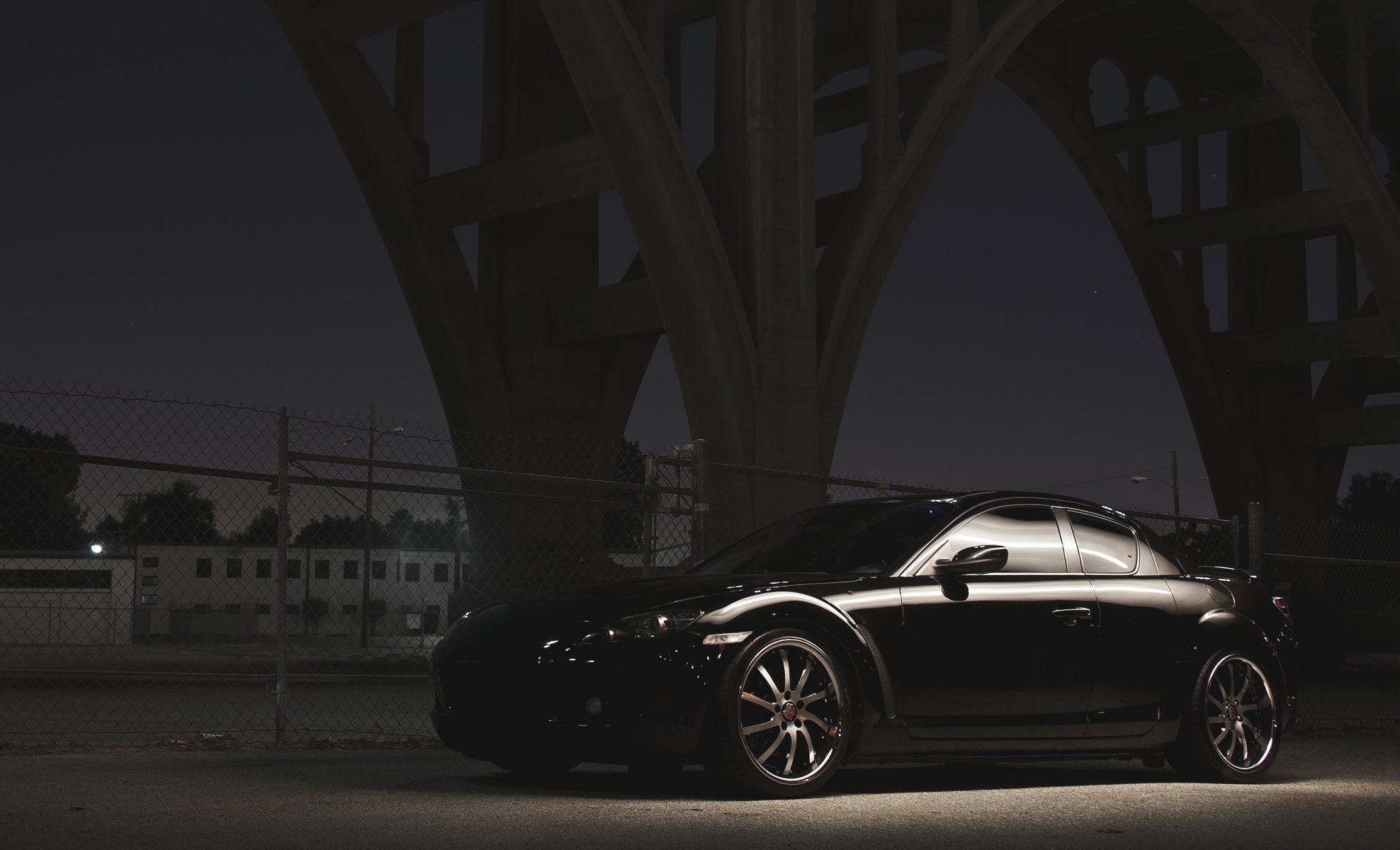 mazda rx-8 rx8 noir mazda pont rue nuit