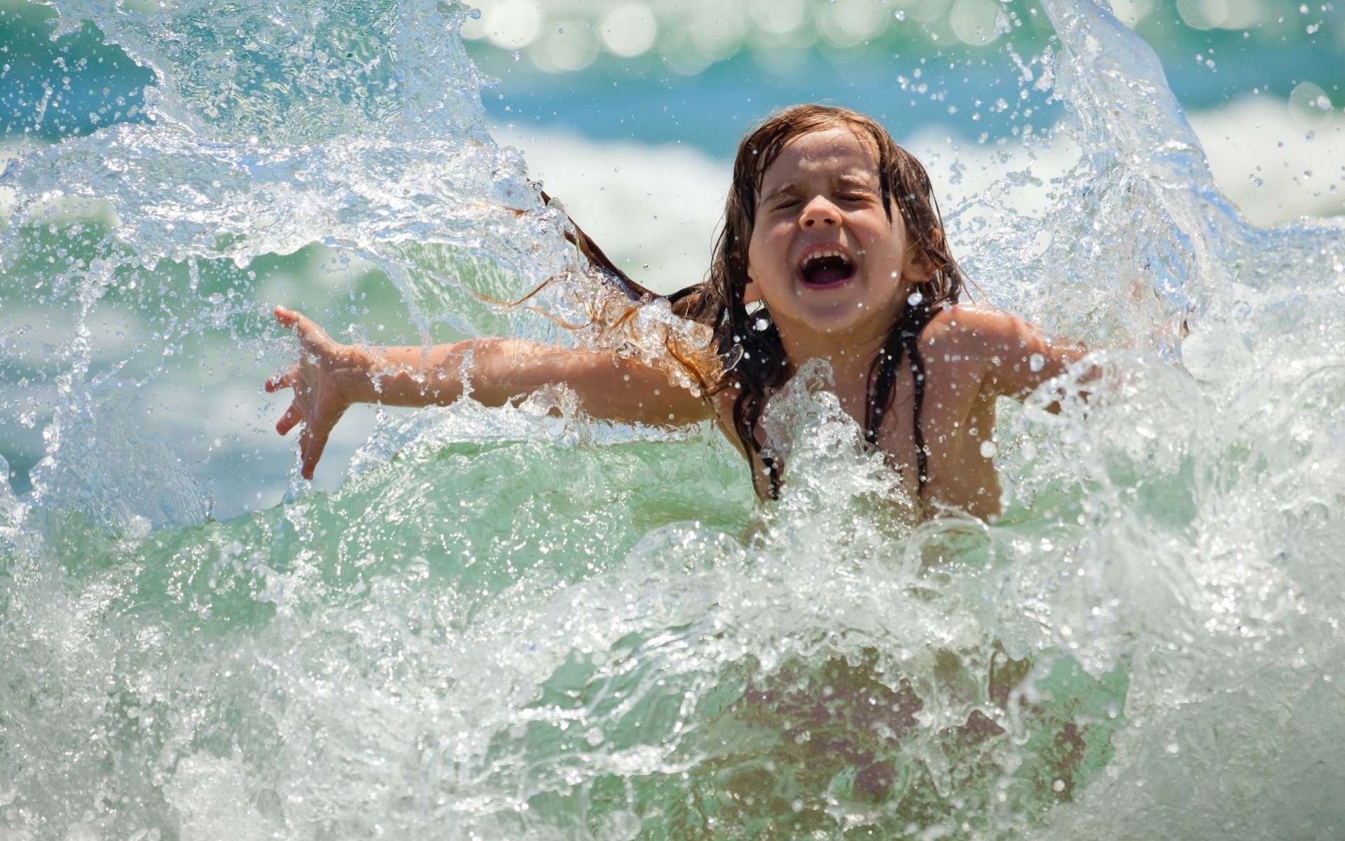 happiness sea swimming girl child