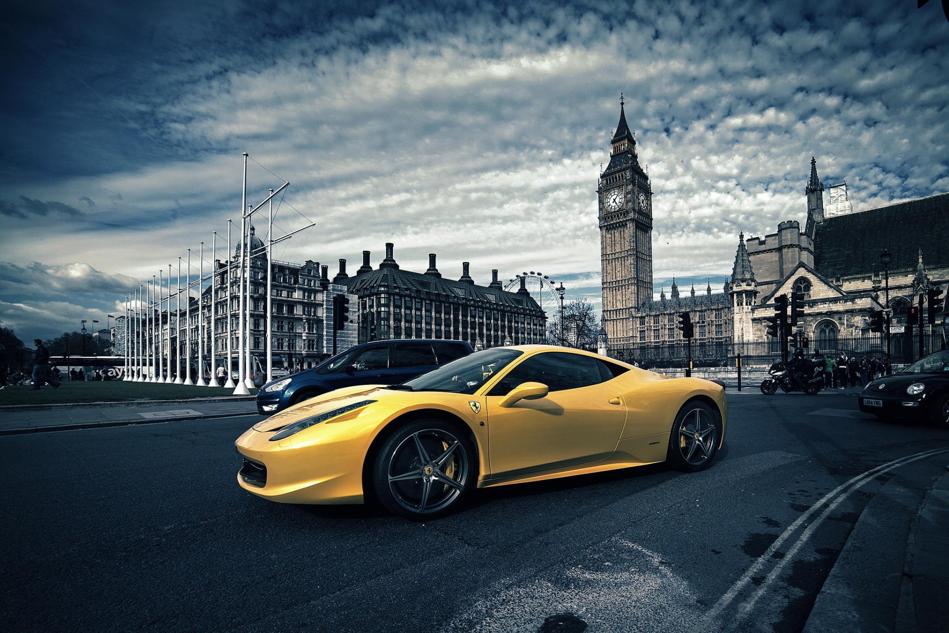 ferrari italia londres ferrari jaune italie big ben