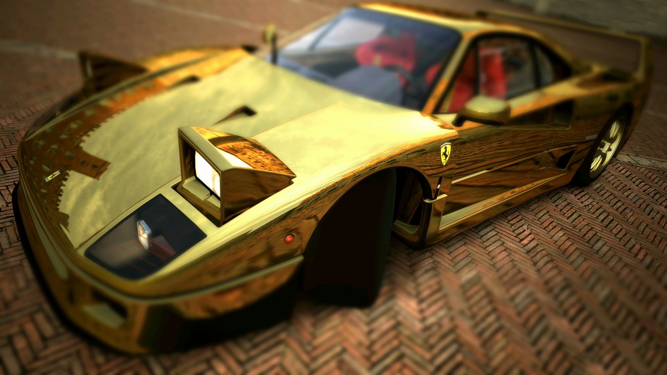 ferrari f40 золото f 40 золотой суперкар графика фары