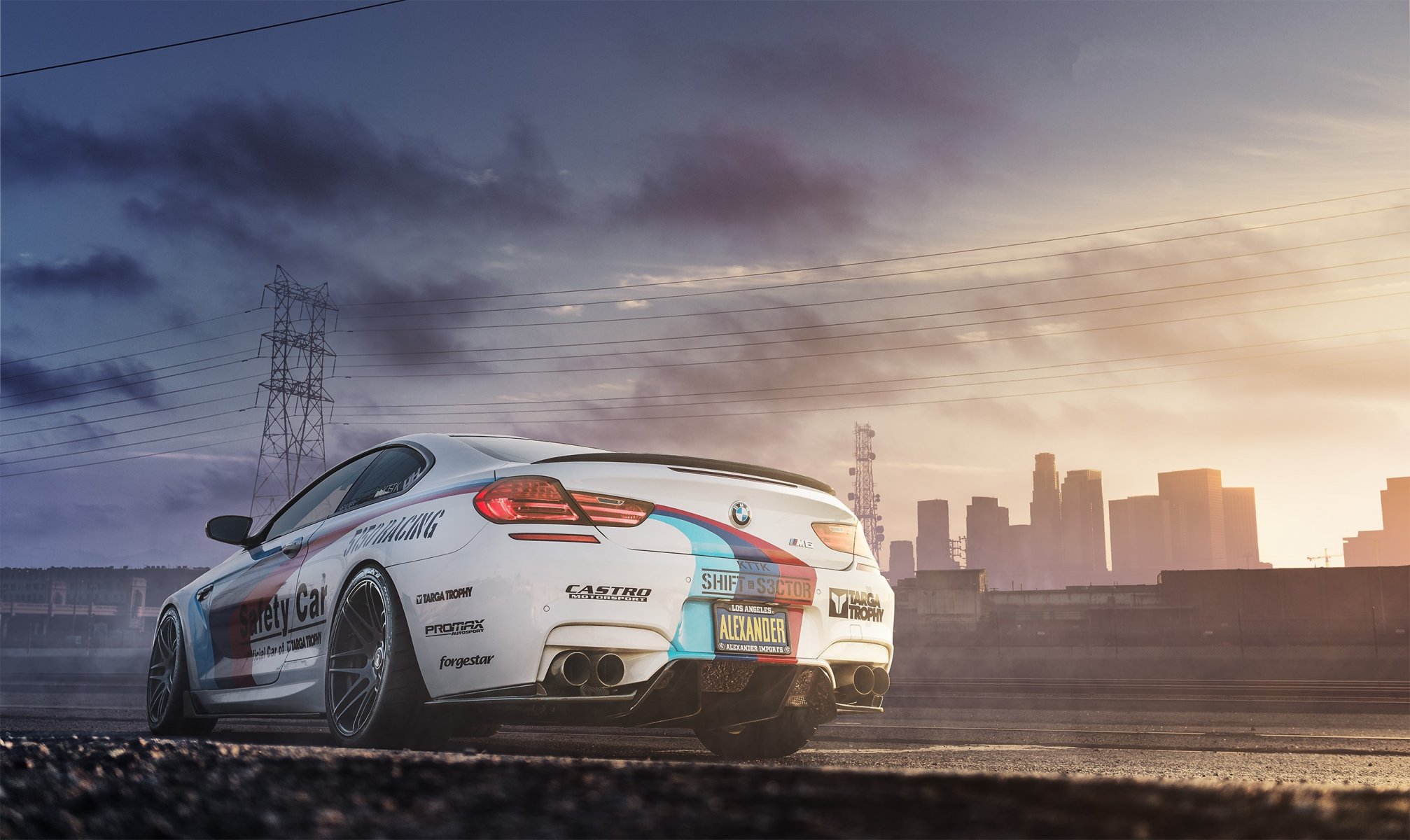 bmw m6 bianco bmw coda cielo linea elettrica