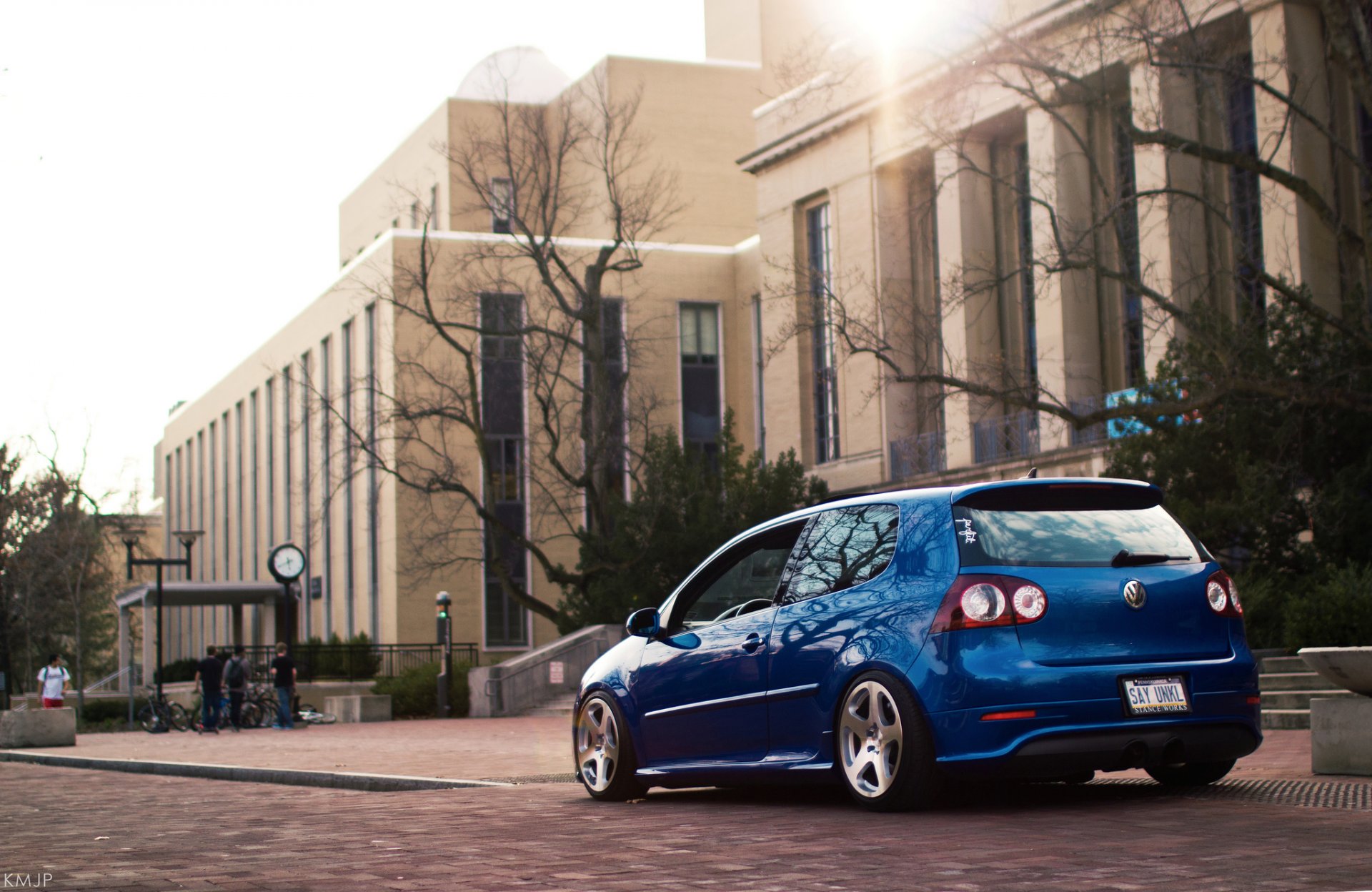 volkswagen golf r32 azul tuning ciudad edificios