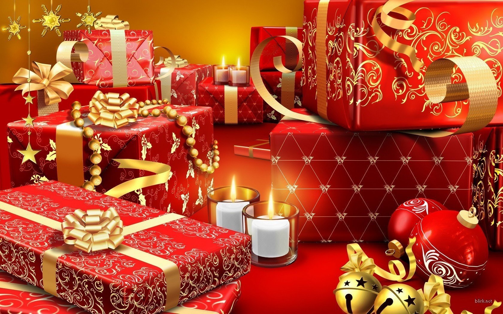 gifts balls candles holiday new year