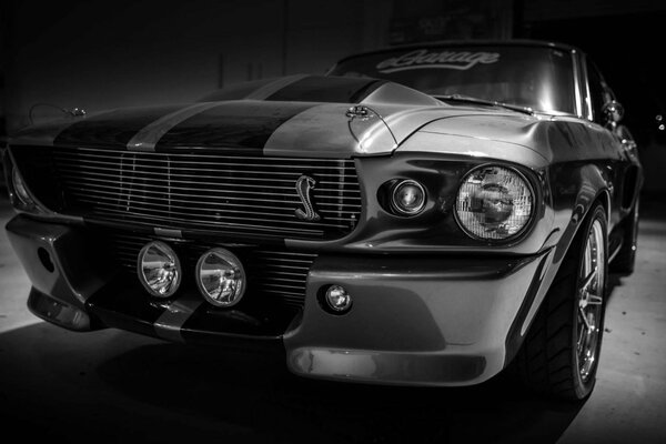 Ford Mustang Shelby Schwarz-Weiß-Foto