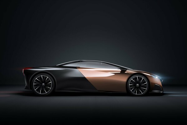 Peugeot Onyx Concept Car auf schwarzem Hintergrund