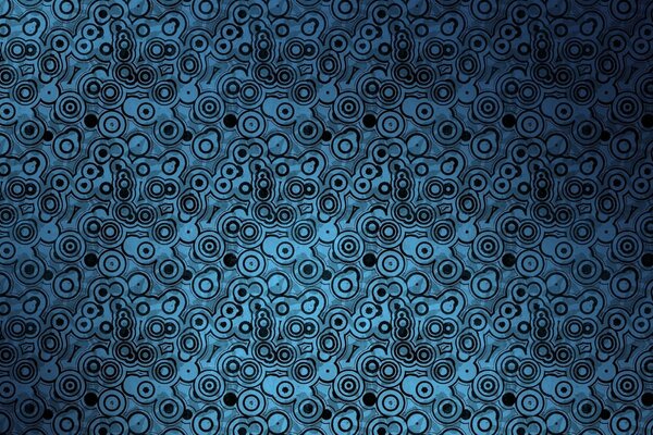Viele blaue Kreise mit schwarzen Punkten