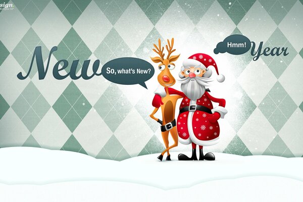 Funny Santa Claus and a deer for the new year